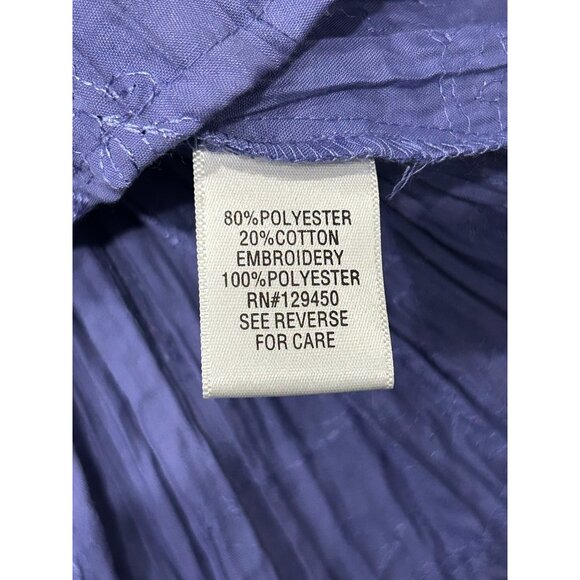 Croft & Barrow NWT Womens Purple Embroidered Button Front Crinkle Blouse Sz XL - Picture 6 of 10